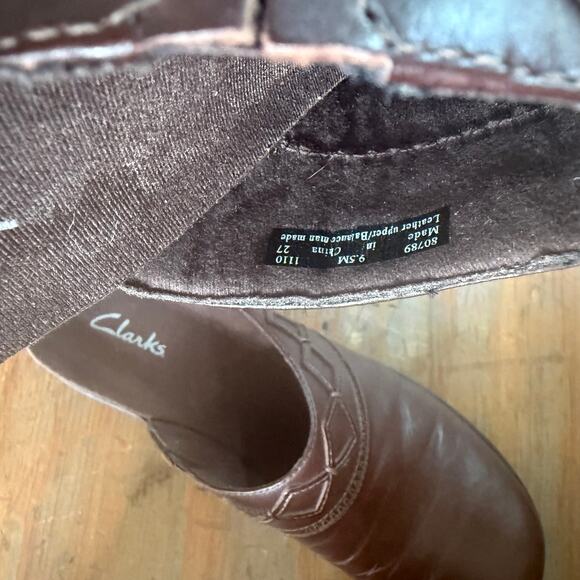 Clarks Women Bluemanor Clogs SZ 9.5 Brown Leather Comfort Classic Casual 80789 - Picture 8 of 10